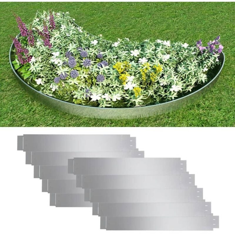 foto del prodotto vidaxl set 10 pz bordo prato flessibile in acciaio galvanizzato 100 x 14 cm