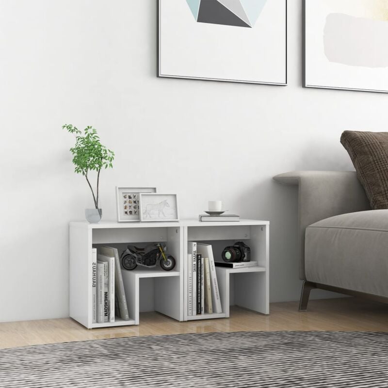 foto del prodotto vidaxl set 2 comodini 30x30x40cm in legno design elegante disponibile in vari colori colore bianco