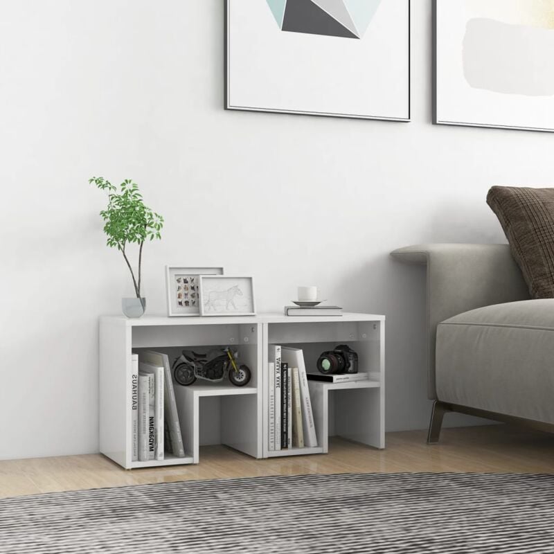 foto del prodotto vidaxl set 2 comodini 30x30x40cm in legno design elegante disponibile in vari colori colore bianco lucido