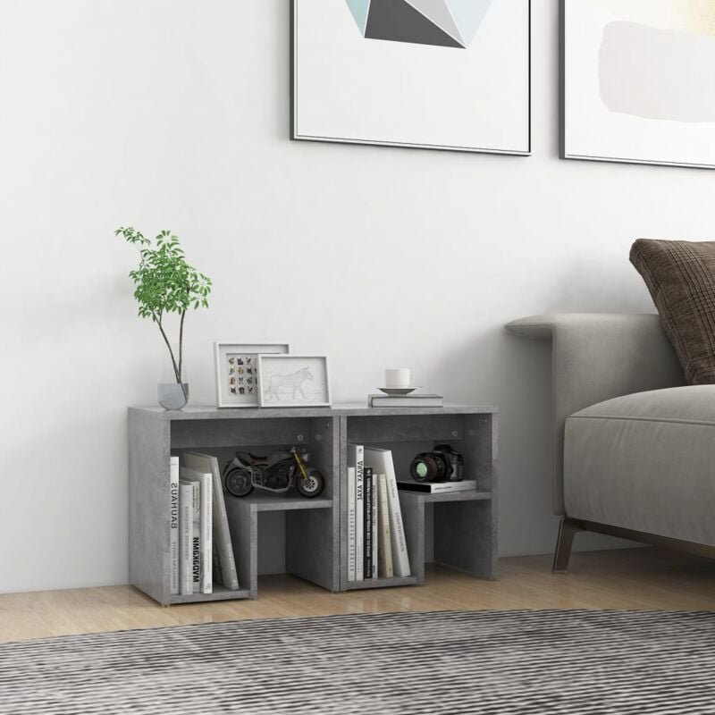 foto del prodotto vidaxl set 2 comodini 30x30x40cm in legno design elegante disponibile in vari colori colore cemento