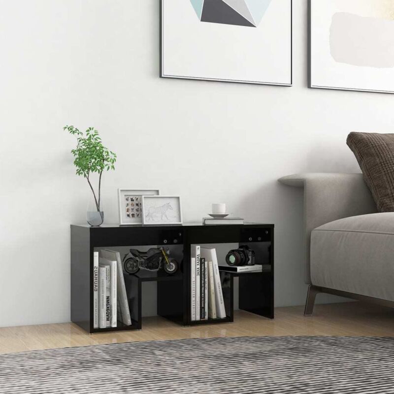 foto del prodotto vidaxl set 2 comodini 30x30x40cm in legno design elegante disponibile in vari colori colore nero