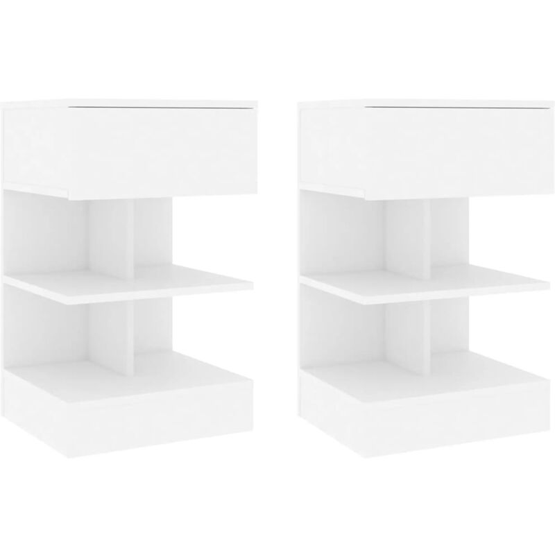 foto del prodotto vidaxl set 2 comodini con cassetto e 4 scomparti aperti design moderno vari colori colore bianco