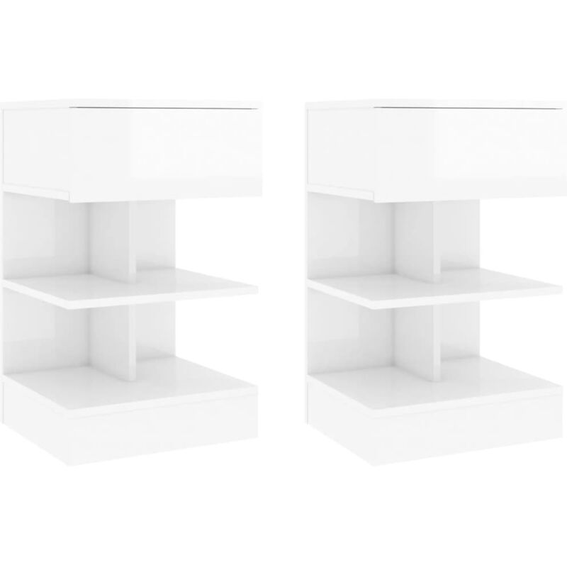 foto del prodotto vidaxl set 2 comodini con cassetto e 4 scomparti aperti design moderno vari colori colore bianco lucido
