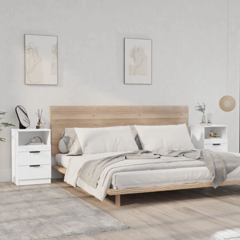 foto del prodotto vidaxl set 2 comodini con scomparto superiore e 2 cassetti disponibili vari colori colore bianco