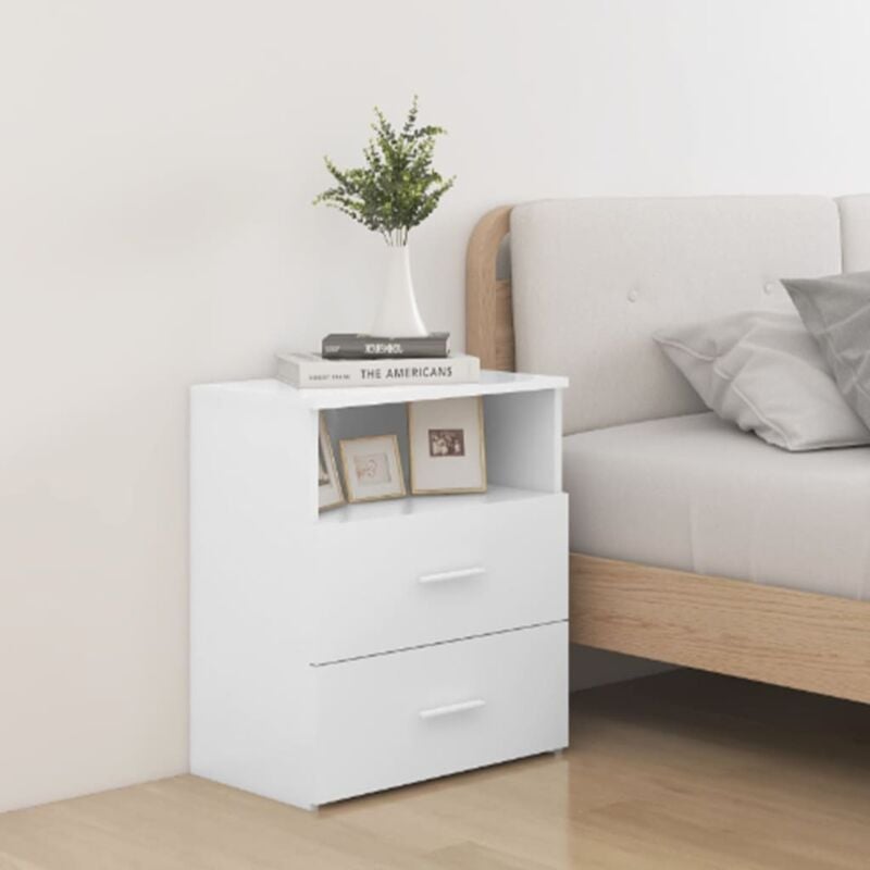 foto del prodotto vidaxl set 2 comodini da camera da letto moderni con scomparto e 2 cassetti vari colori colore bianco