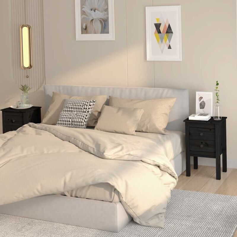 foto del prodotto vidaxl set 2 comodini dotati di 2 cassetti in legno di pino vari colori disponibili colore nero