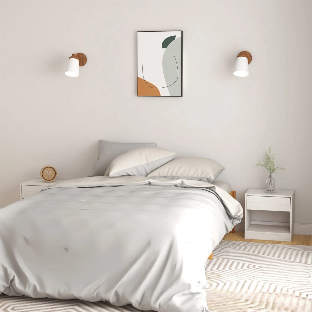 foto del prodotto vidaxl set 2 comodini in legno di pino con cassetto e scomparto aperto vari colori colore bianco