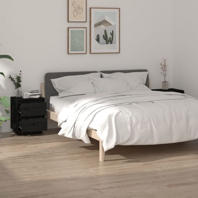 foto del prodotto vidaxl set 2 comodini in legno per camera da letto con 2 cassetti vari colori colore nero