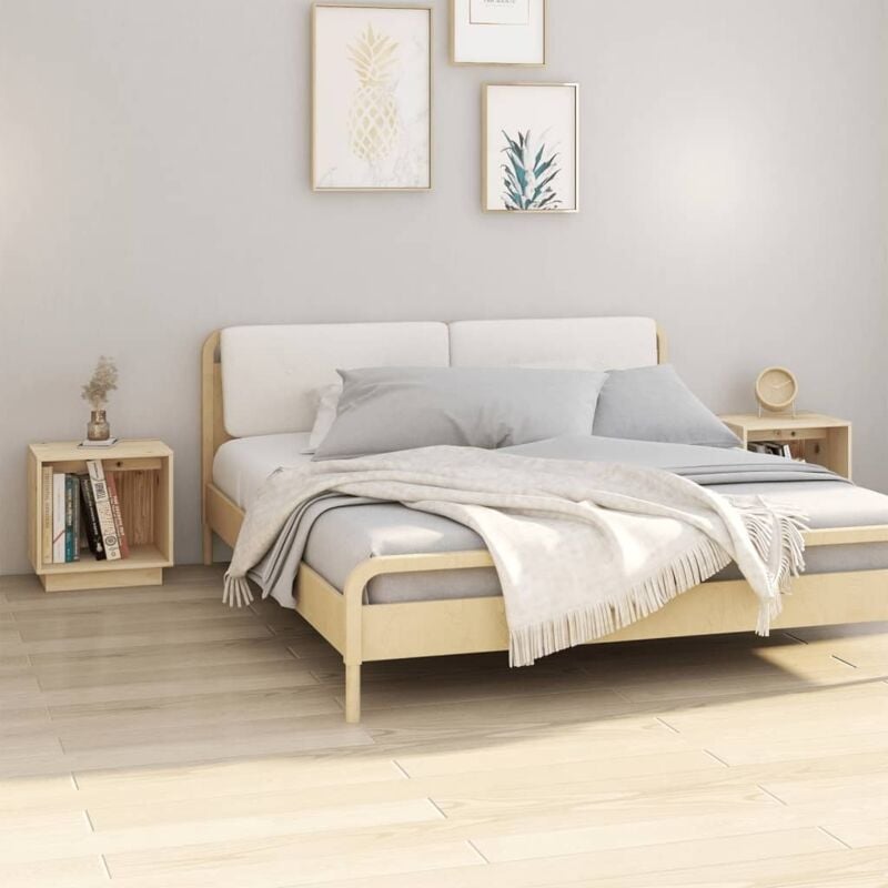 foto del prodotto vidaxl set 2 comodini in legno per camera da letto con scomparto aperti vari colori colore marrone chiaro