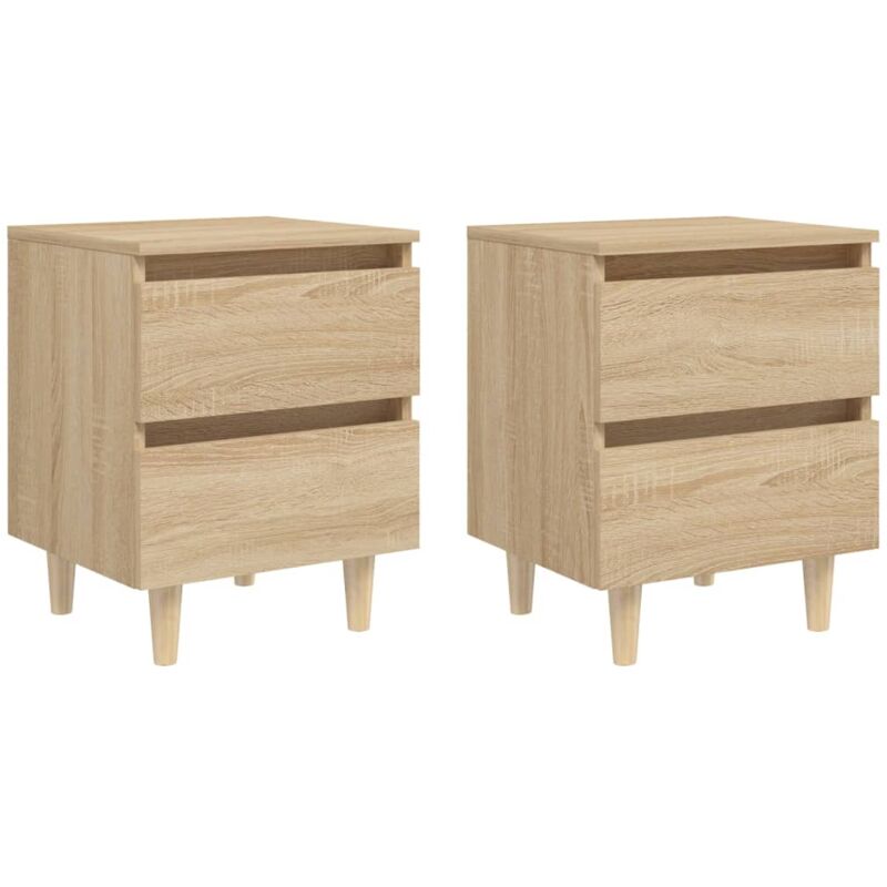 foto del prodotto vidaxl set 2 comodini per camera da letto con piedi in legno e 2 cassetti vari colori colore marrone