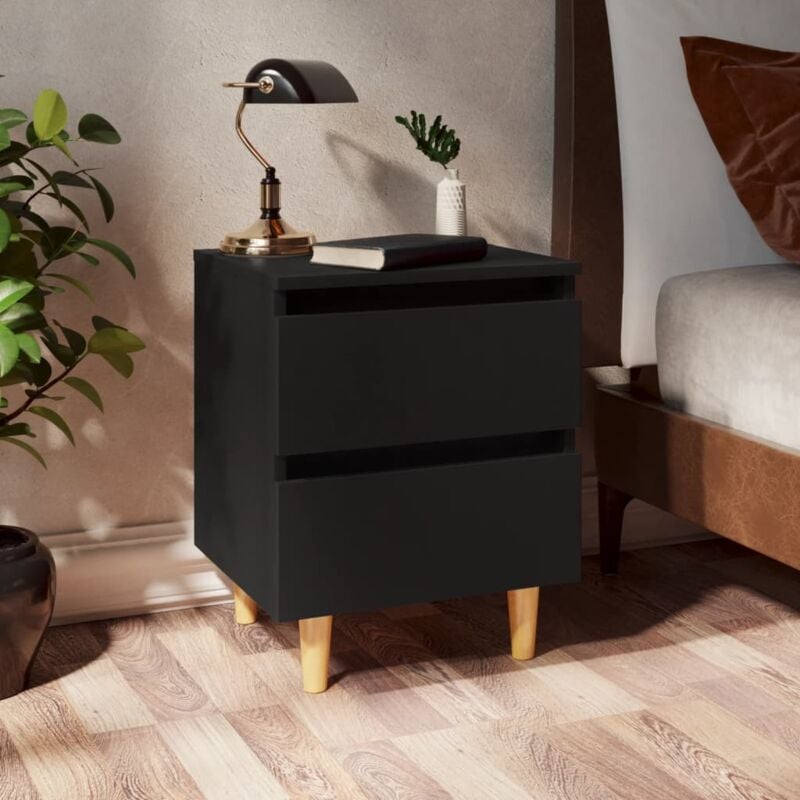 foto del prodotto vidaxl set 2 comodini per camera da letto con piedi in legno e 2 cassetti vari colori colore nero