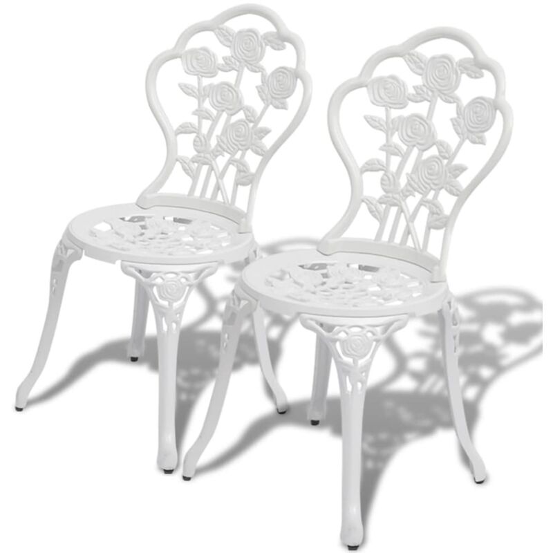 foto del prodotto vidaxl set 2 eleganti sedie da esterni in alluminio pressofuso disponibili vari colori colore bianco