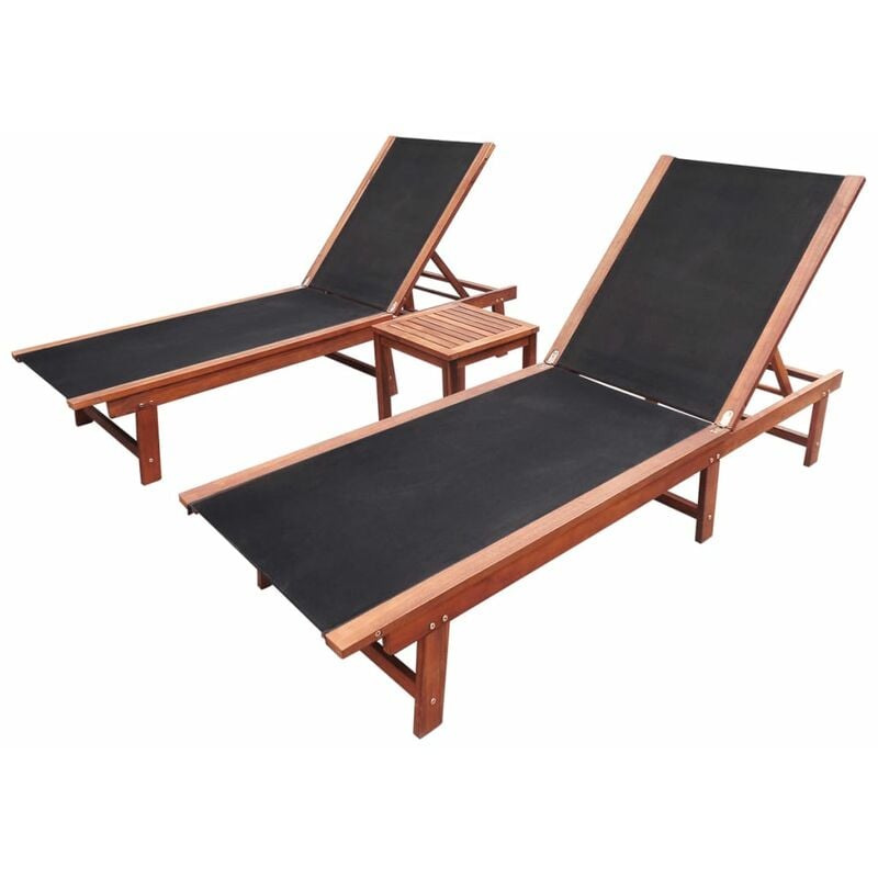 foto del prodotto vidaxl set 2 lettini prendisole color antracite con tavolo in legno massello di acacia