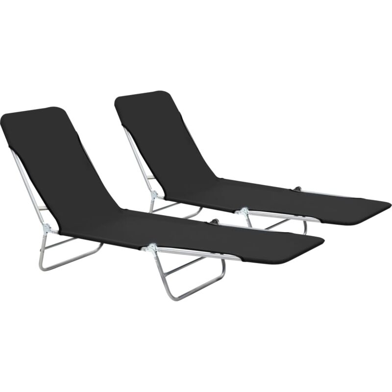 foto del prodotto vidaxl set 2 lettini prendisole telaio in acciaio e rivestimento in tessuto vari colori colore nero