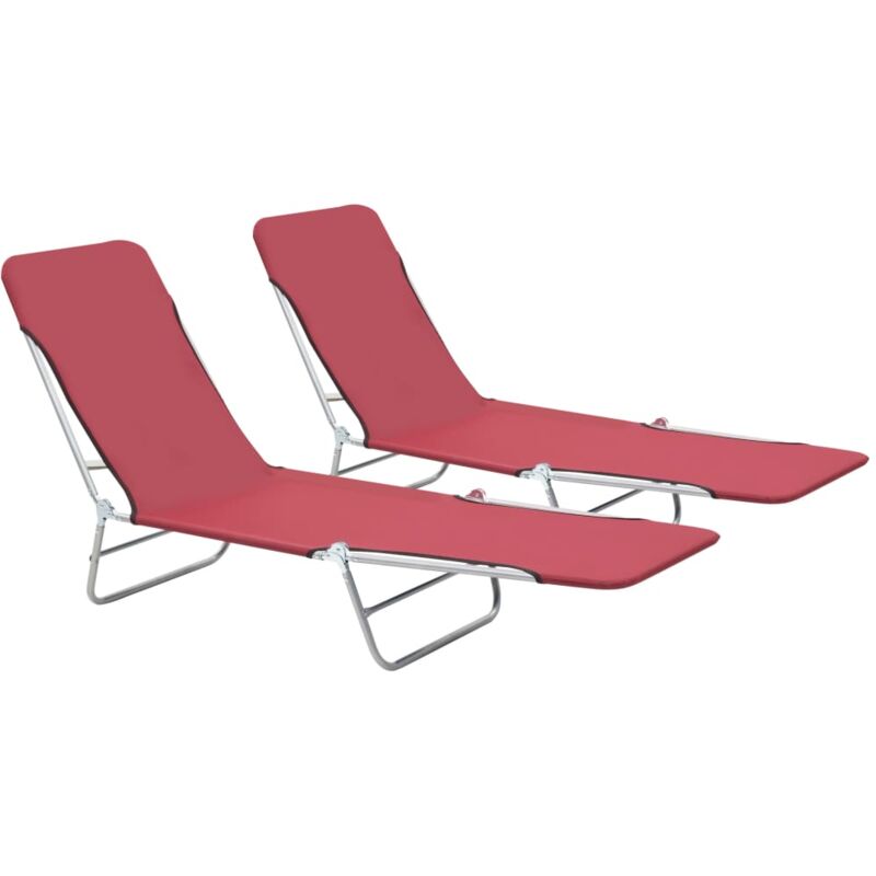 foto del prodotto vidaxl set 2 lettini prendisole telaio in acciaio e rivestimento in tessuto vari colori colore rosso
