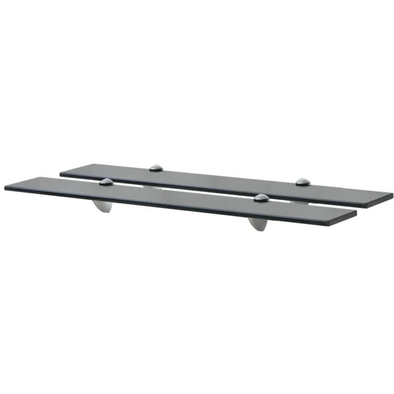 foto del prodotto vidaxl set 2 mensole galleggianti in vetro temperato nere disponibili in varie misure dimensioni 70 x 20 cm