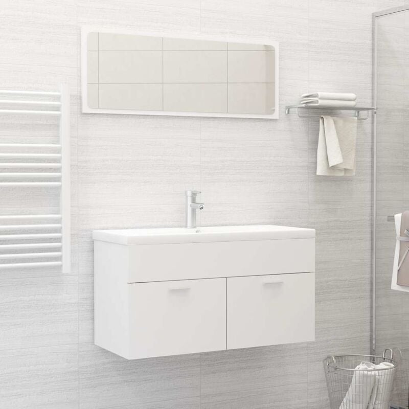 foto del prodotto vidaxl set 2 mobili da bagno con ante elegante specchio vari colori disponibili colore bianco