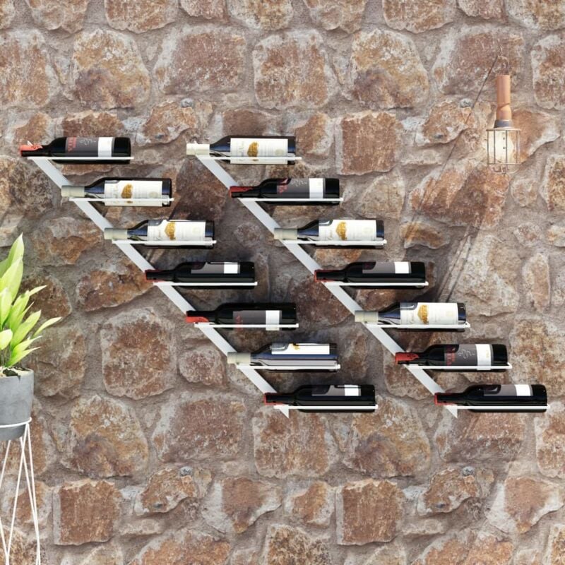 foto del prodotto vidaxl set 2 portavini per 7 bottiglie in metallo design obliquo vari colori colore bianco