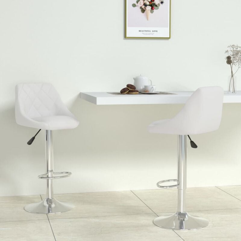 foto del prodotto vidaxl set 2 sgabelli in similpelle dotati di poggiapiedi disponibili vari colori colore bianco