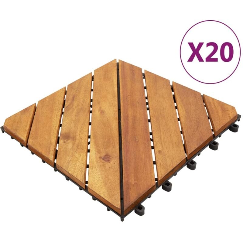 foto del prodotto vidaxl set 20 piastrelle per esterni marroni 30x30 cm in legno massello di acacia