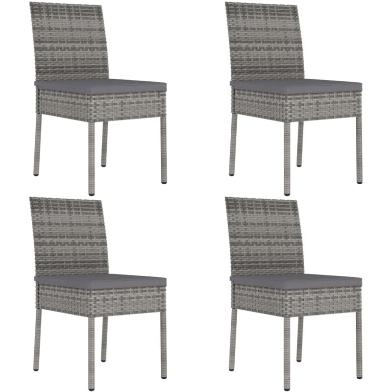 foto del prodotto vidaxl set 4 sedie da pranzo in resistente polyrattan cuscini da esterni vari colori colore grigio