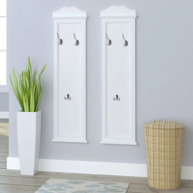 foto del prodotto vidaxl set appendiabiti 2 pz in legno massello di abete 28x3.5x109 cm bianco