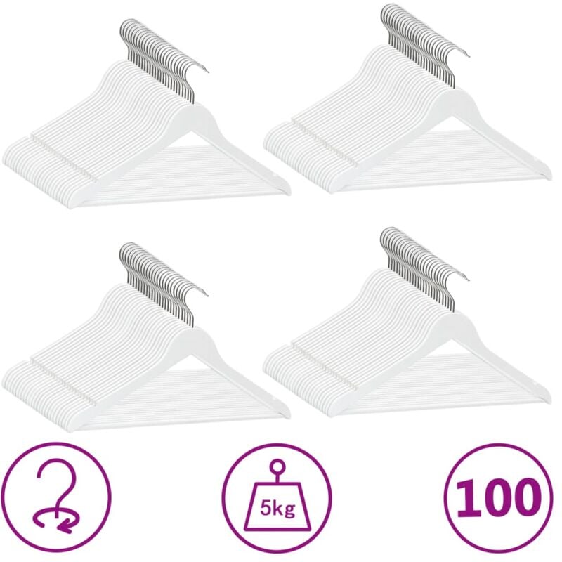 foto del prodotto vidaxl set appendiabiti con antiscivolo in legno massello bianco vari pezzi modelli 100 pz