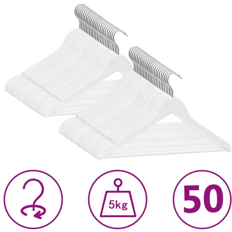 foto del prodotto vidaxl set appendiabiti con antiscivolo in legno massello bianco vari pezzi modelli 50 pz