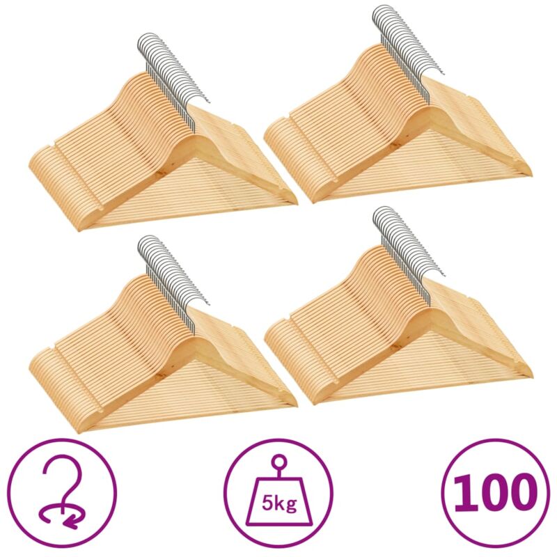 foto del prodotto vidaxl set appendiabiti con antiscivolo in legno massello vari pezzi modelli 100 pz