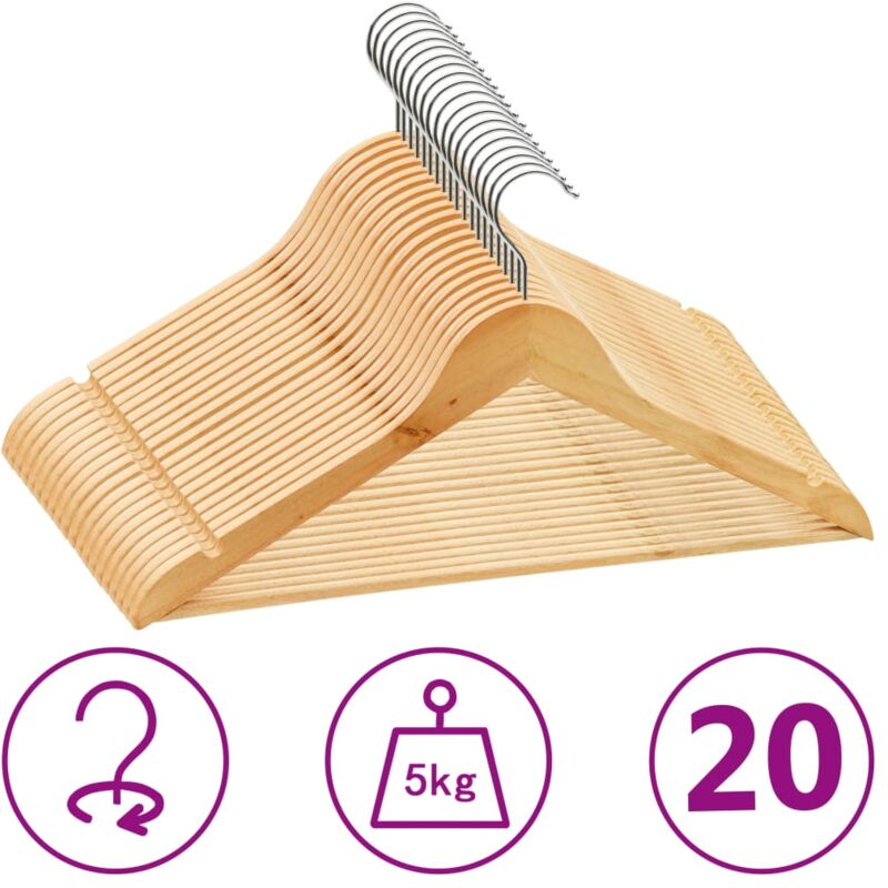 foto del prodotto vidaxl set appendiabiti con antiscivolo in legno massello vari pezzi modelli 20 pz