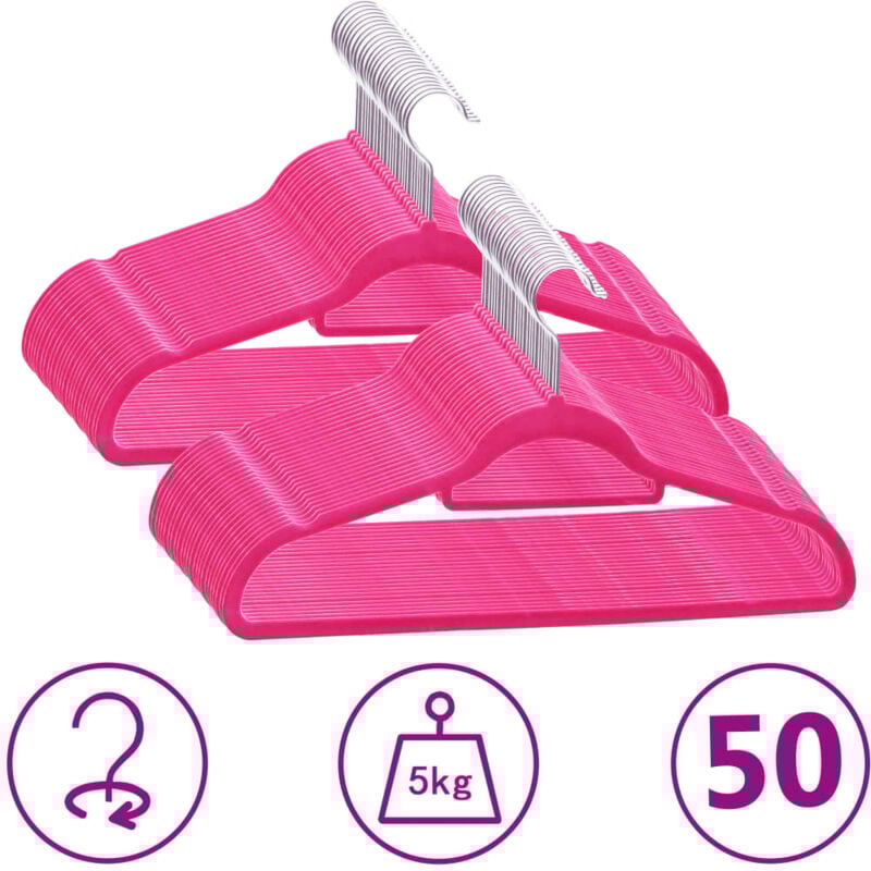 foto del prodotto vidaxl set appendiabiti con antiscivolo in velluto rosa vari pezzi modelli 50 pz