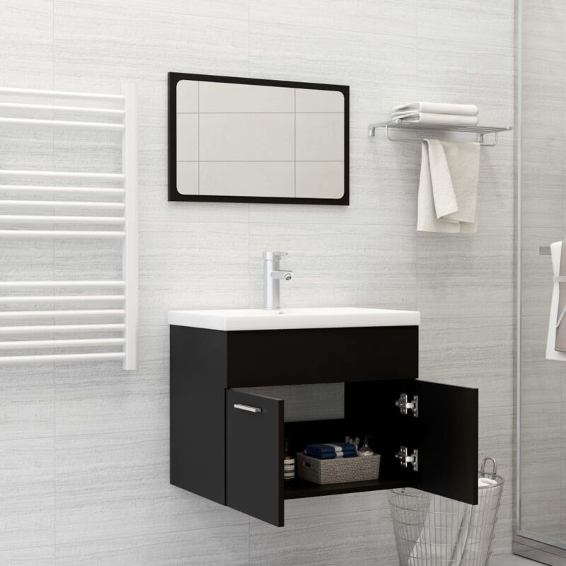 foto del prodotto vidaxl set bagno con mobile sottolavabo a 2 ante specchio design moderno vari colori colore nero
