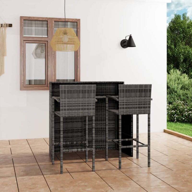 foto del prodotto vidaxl set bar da giardino 3 pz grigio