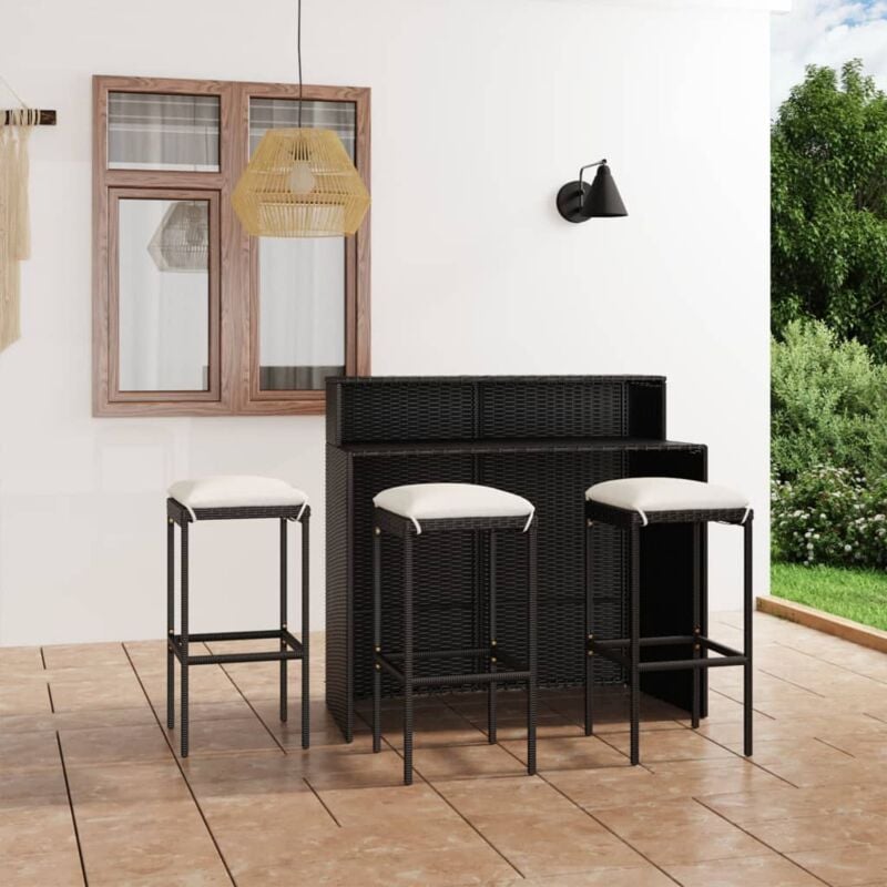 foto del prodotto vidaxl set bar da giardino 4 pz con cuscini nero