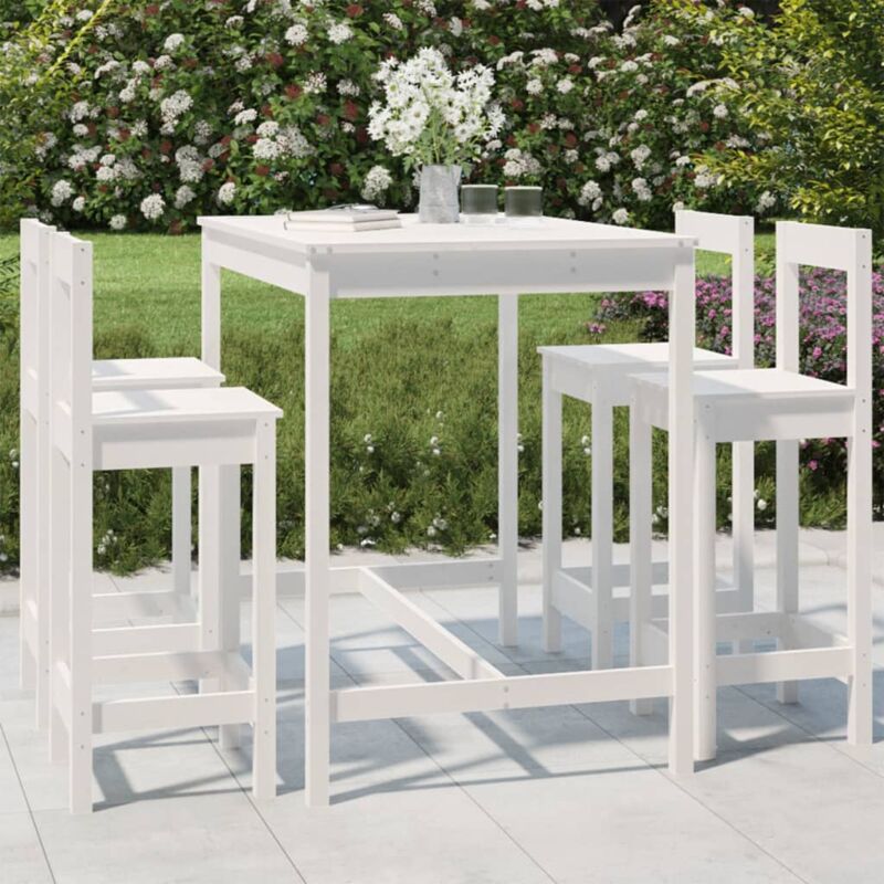 foto del prodotto vidaxl set bar da giardino 5 pz bianco in legno massello di pino 401916