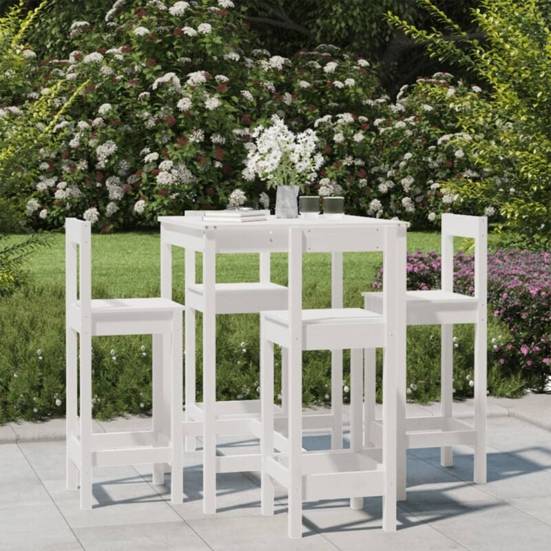 foto del prodotto vidaxl set bar da giardino 5 pz bianco in legno massello di pino