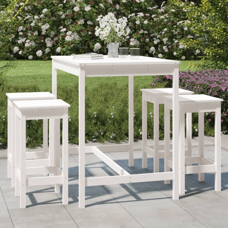 foto del prodotto vidaxl set bar da giardino 5 pz bianco in legno massello di pino
