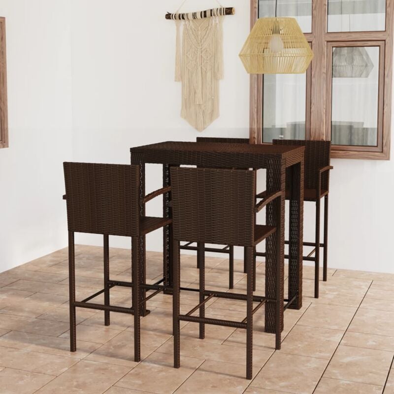 immagine 0 del prodotto vidaxl set bar da giardino 5 pz con braccioli in polyrattan marrone