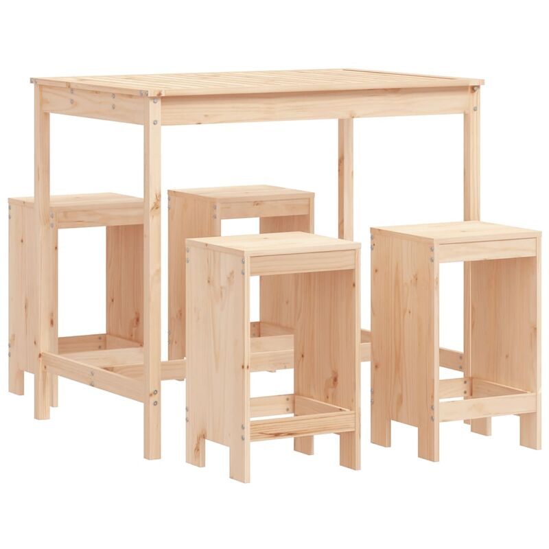 foto del prodotto vidaxl set bar da giardino 5 pz in legno massello di pino