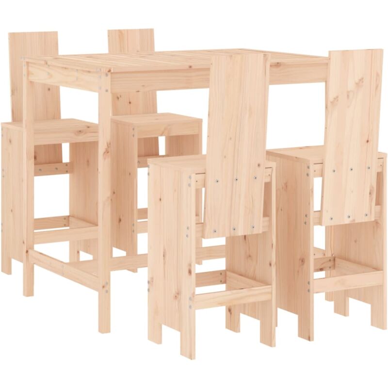 foto del prodotto vidaxl set bar da giardino 5 pz in legno massello di pino