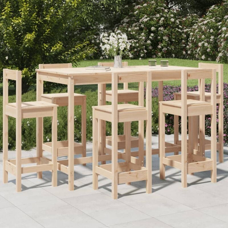 foto del prodotto vidaxl set bar da giardino 7 pz in legno massello di pino