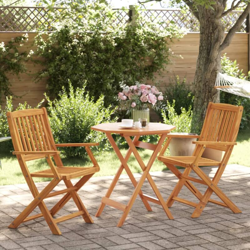 foto del prodotto vidaxl set bistr pieghevole 3pz in legno massello di acacia