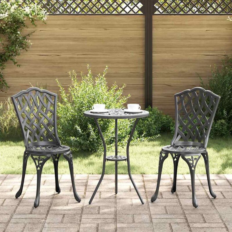 foto del prodotto vidaxl set bistro giardino 3 pezzi in alluminio nero
