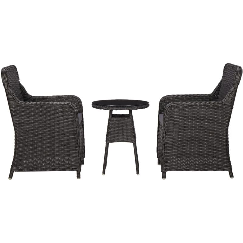 foto del prodotto vidaxl set bistrot da giardino 3 pz con cuscini in polyrattan nero