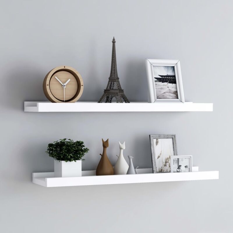 foto del prodotto vidaxl set composto da 2 mensole con sporgenza bianche design moderno varie misure dimensioni 80 x 9 x 3 cm