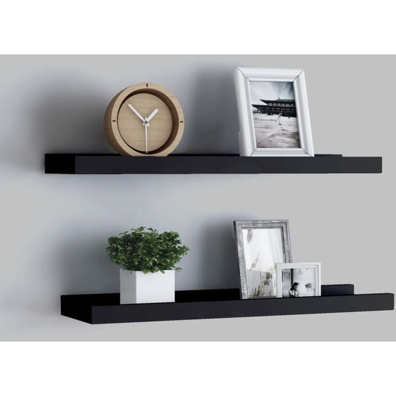 foto del prodotto vidaxl set composto da 2 mensole con sporgenza nere design moderno varie misure dimensioni 40 x 9 x 3 cm