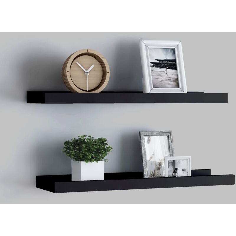 foto del prodotto vidaxl set composto da 2 mensole con sporgenza nere design moderno varie misure dimensioni 60 x 9 x 3 cm