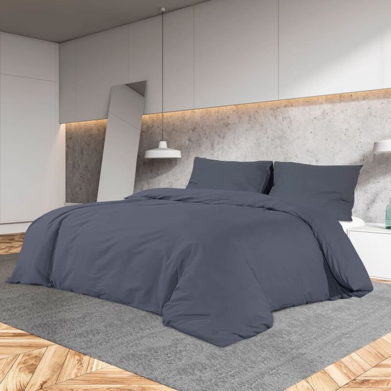 foto del prodotto vidaxl set copripiumino antracite 200x200 cm in microfibra leggera