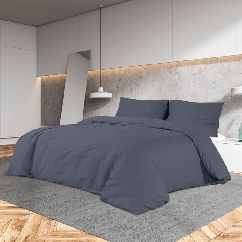 foto del prodotto vidaxl set copripiumino antracite 225x220 cm in cotone