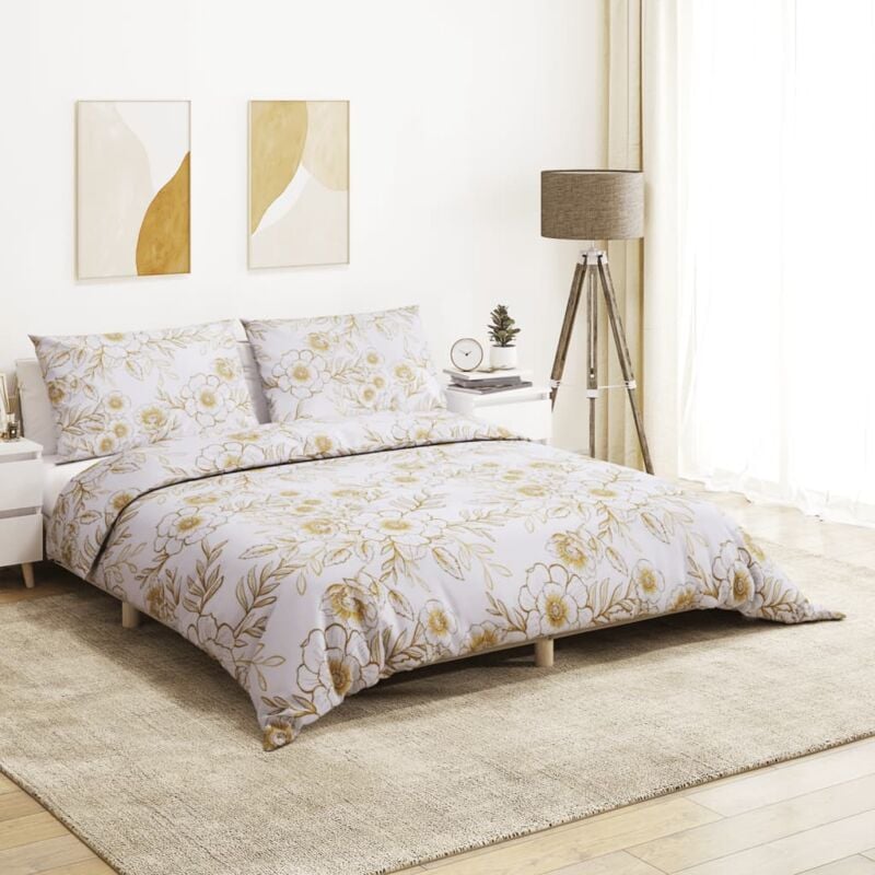 immagine 0 del prodotto vidaxl set copripiumino bianco e marrone 140x200 cm in cotone